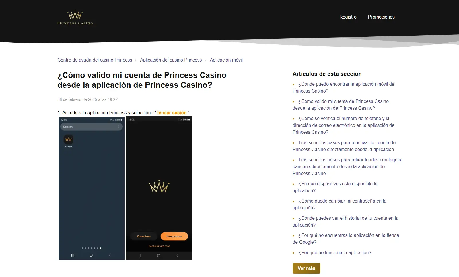 Guía oficial rumana de Princess Casino para validar la cuenta y cargar documentación de identidad
