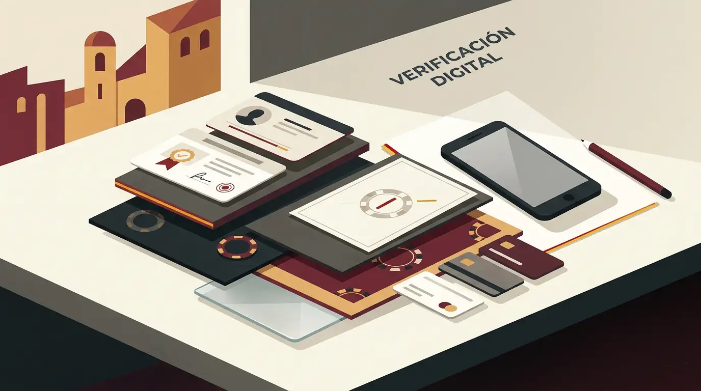 Ilustración editorial sobre verificación de un casino online desde España